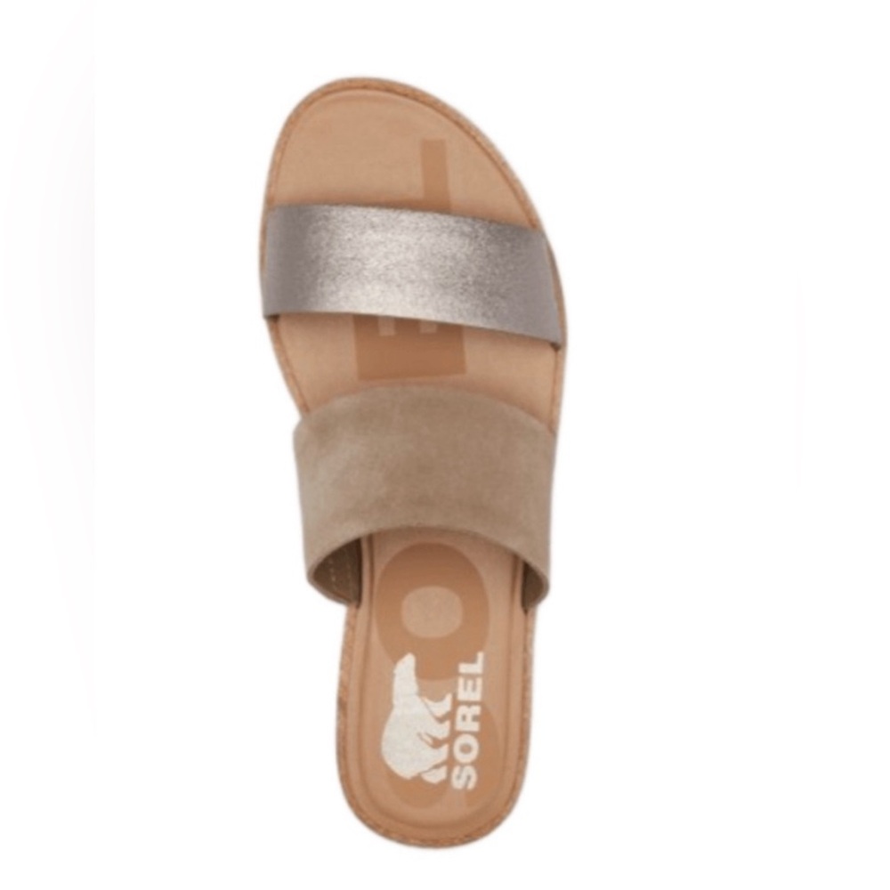 Sorel Ella II Slide Sandal | Metallic Leather | Tan | Size: 8 | Hardly worn.